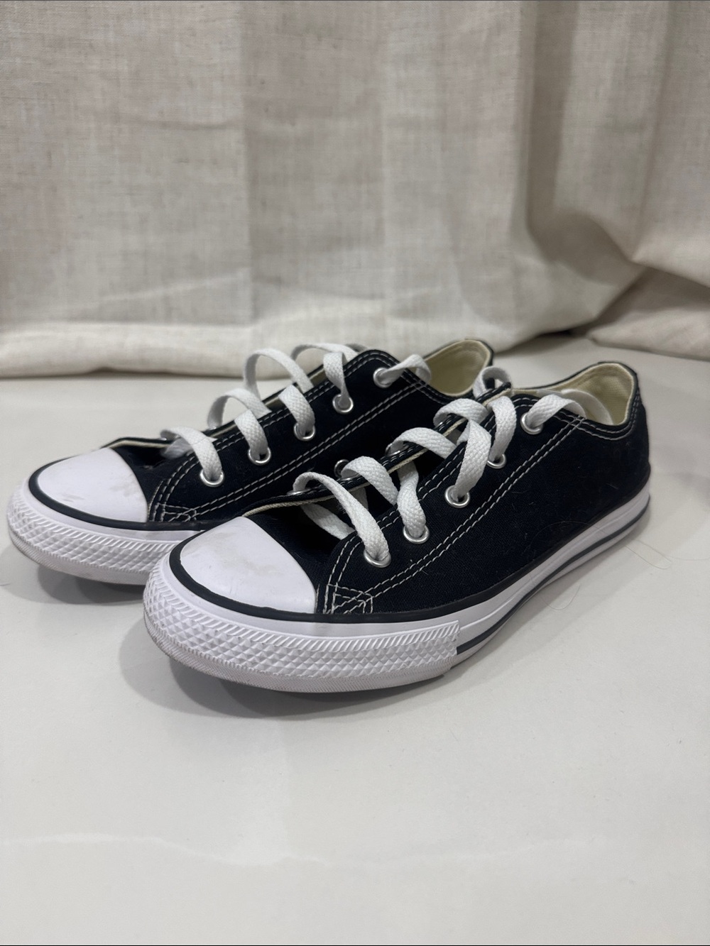 Converse Kids Black Low-Top Canvas Sneakers with White Trim